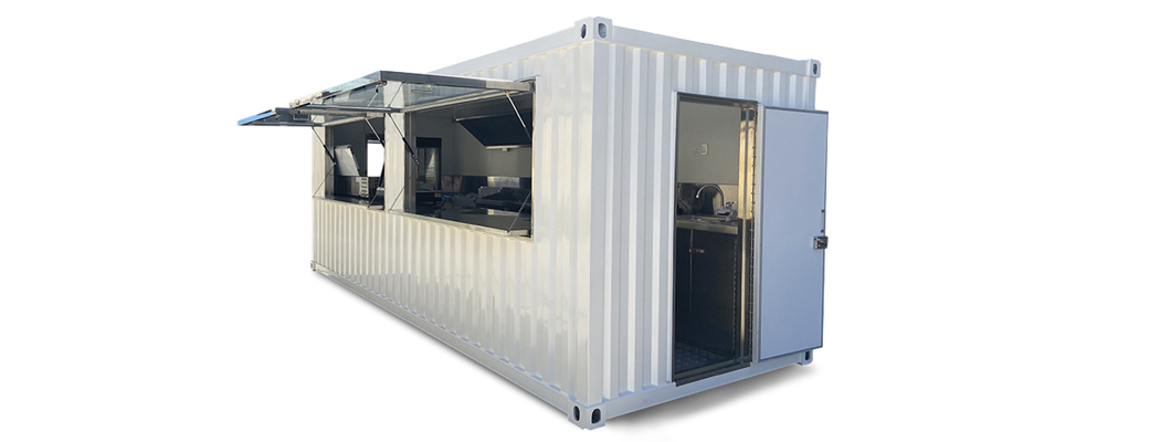 shipping container pop up restaurant for sale
